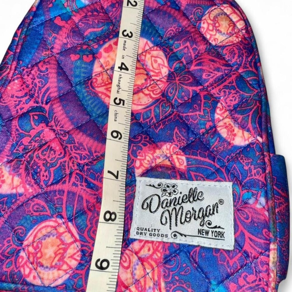 DANIELLE MORGAN VINTAGE LUNCH TOTOE KIT BAG PURPLE PINK PAISLEY - Picture 5 of 7
